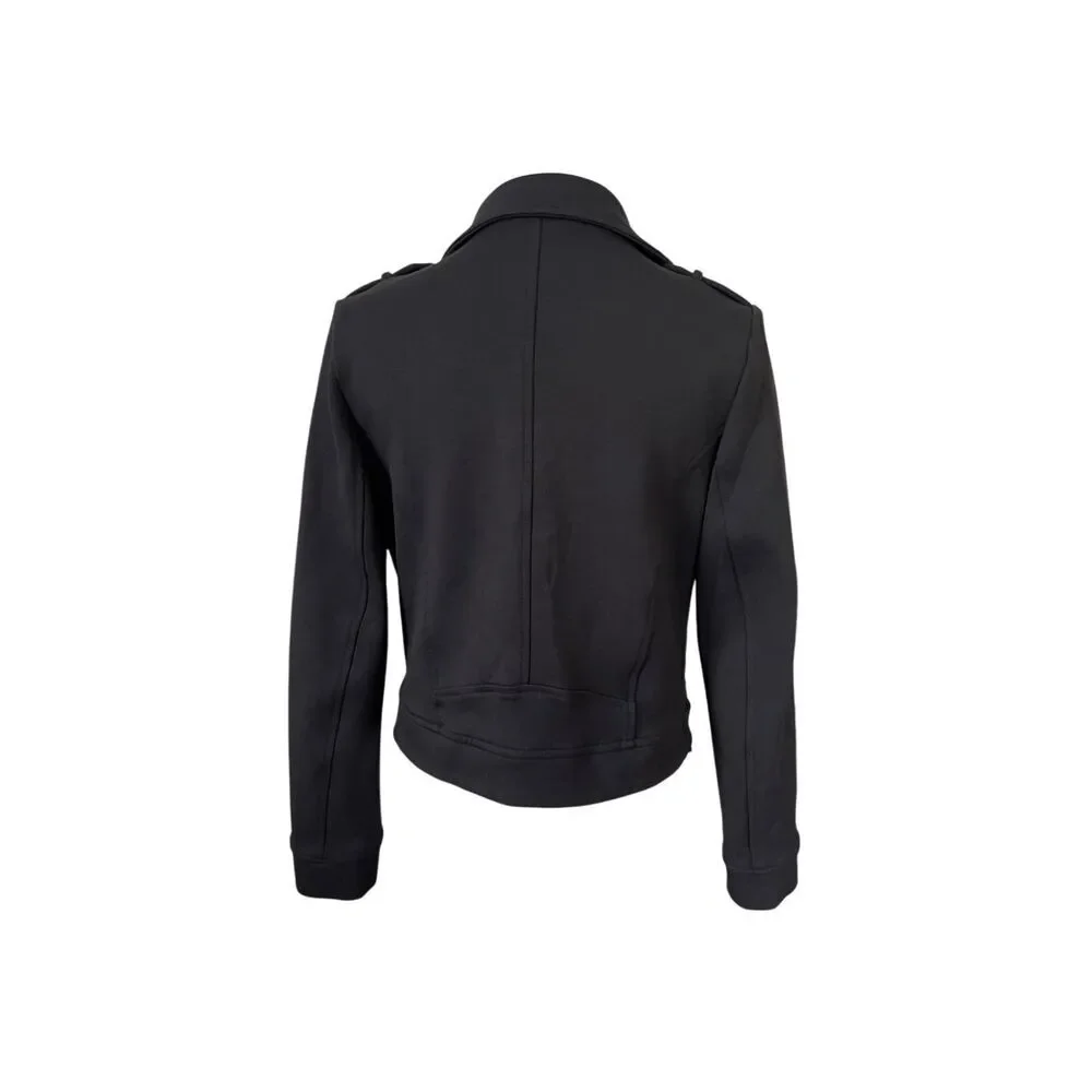 Lulu's Motorcycle‎ Black Rayon Jacket Retro Exposed Zippers XS 60s Bikercore